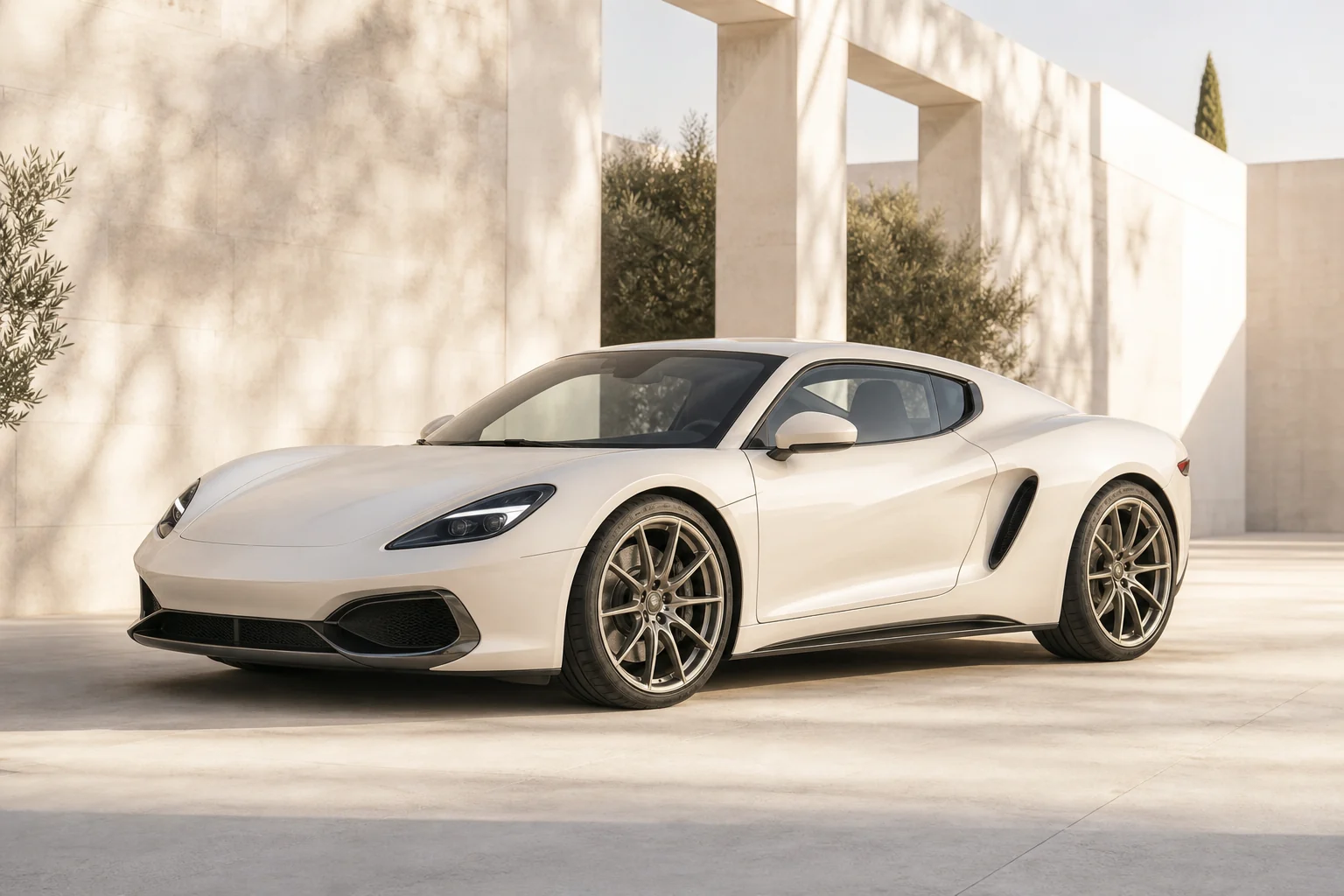 Pearl NOIR C-04 lightweight coupe in a pale stone pavilion.