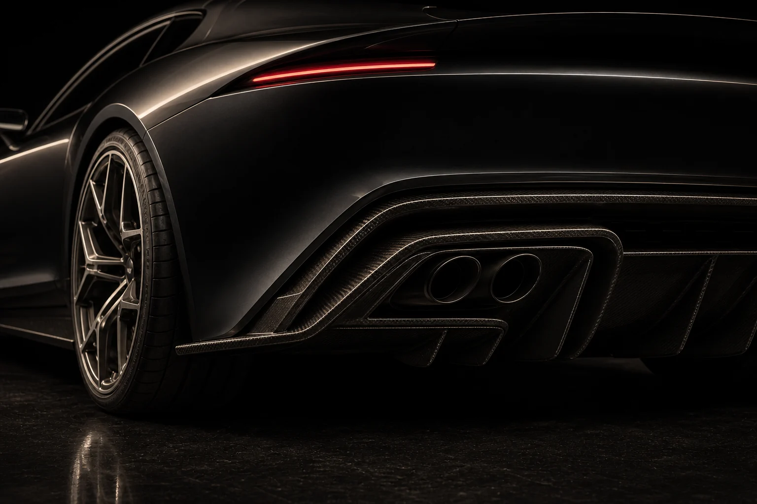 N-01 exhaust outlets and carbon rear diffuser.